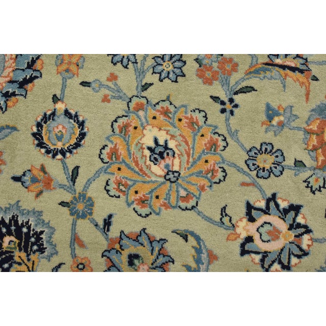 1990s Fine Kashan Rug 9’9” X 12’5” Blue Wool Vintage Hand-Knotted Carpet For Sale - Image 5 of 15