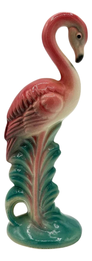 Mid 20th Century California Pottery Ceramic "Gazer" Pink Flamingo Figurine Statue
