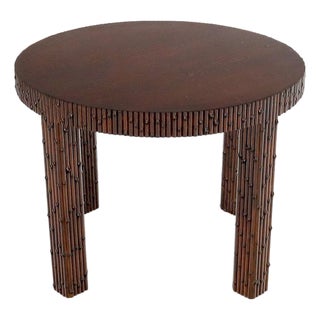 Mid-Century Modern Faux Bamboo Round Side Occasional Table For Sale