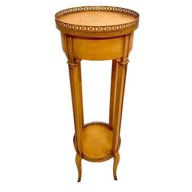 Traditional Vintage Peach Painted Two Tiered Plant Stand For Sale - Image 3 of 11