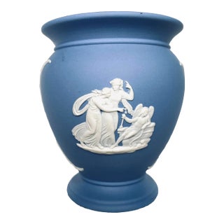 Vintage Blue Wedgwood Jasperware Posy Vase For Sale