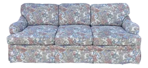 Ethan Allen Traditional Skirted Three Cushion Sofa