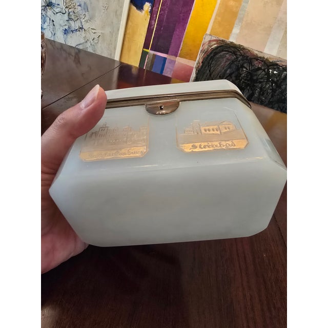Antique Bohemian Glass Moser Opaline Jewel Box For Sale - Image 10 of 11