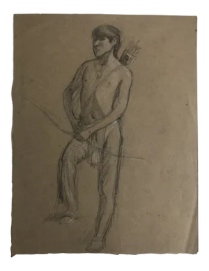 1890s Douglas Volk Old West Portrait Drawing