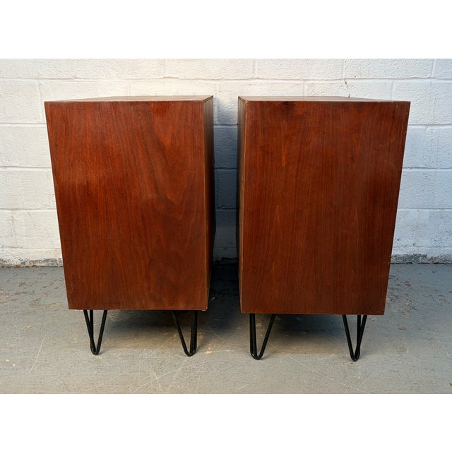 Mid 20th Century Mid 20th Century Modern Burled Walnut Cabinets on Hairpin Legs, A Pair For Sale - Image 5 of 14