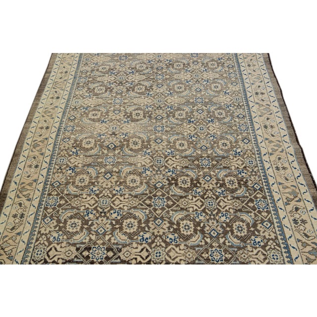 Persian Vintage Persian Distressed Brown Handmade All-Over Wool Rug For Sale - Image 3 of 7