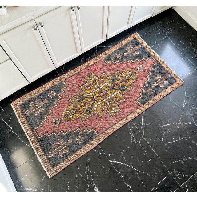 Hand Knotted Door Mat, Entryway Rug, Bath Mat, Kitchen Decor, Small Rug, Turkish Rug - 1′9″ × 3′6″ For Sale - Image 4 of 11