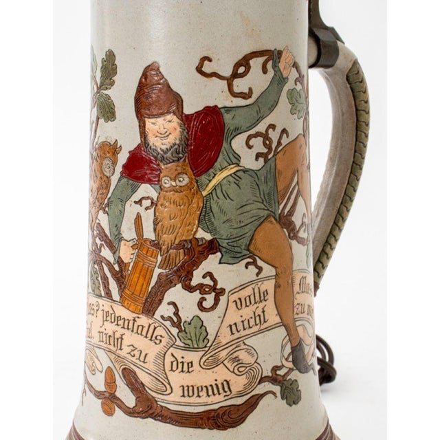 White German Bier Stein Mounted as a Lamp For Sale - Image 8 of 10