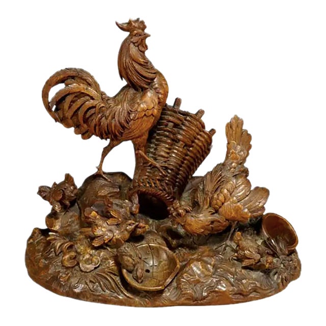 Black Forest Rooster Chicken Carving For Sale