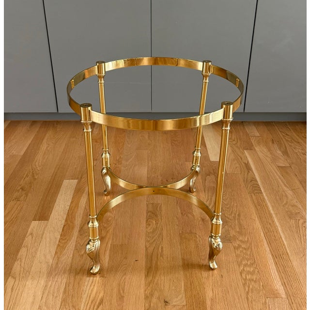 Metal Vintage French Style Brass and Glass Side Table For Sale - Image 7 of 9