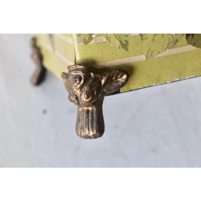 Metal 19th Century French Style Sheet Metal Cachepot Wastebasket Planter Flowers Hoop Handles Footed Details Vintage For Sale - Image 7 of 14