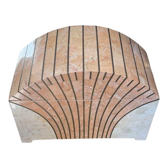 Late 20th Century Maitland Smith Tessellated Pink Marble Domed Box For Sale