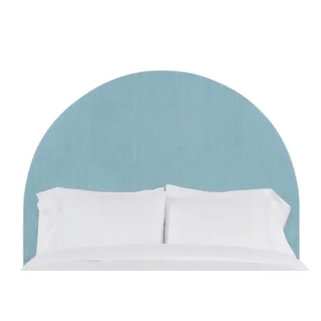Poppy California King Headboard, Mosaic Blue Linen For Sale
