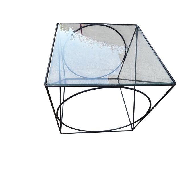 Vintage Wrought Iron Rods Xo Side End Table Attributed to Frederic Weinberg MCM For Sale - Image 9 of 17