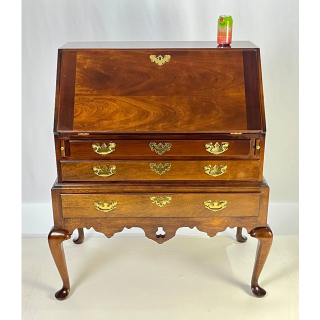 Vintage Queen Anne Style Mahogany Slant-Front Bureau Secretary Desk For Sale - Image 17 of 17
