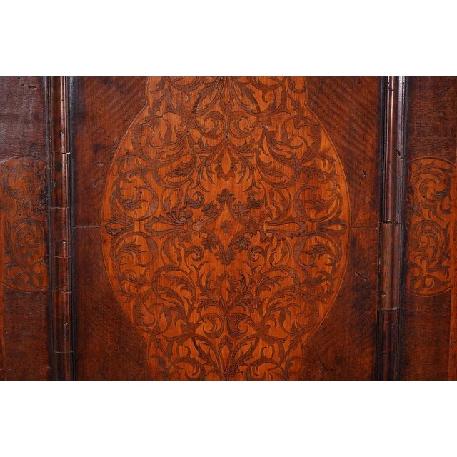 1800 Dutch Marquetry Dome Top Linen Press on Bun Feet For Sale In West Palm - Image 6 of 12