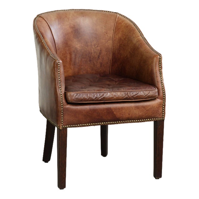 Desk Chair In Cognac-colored Cowhide Leather For Sale