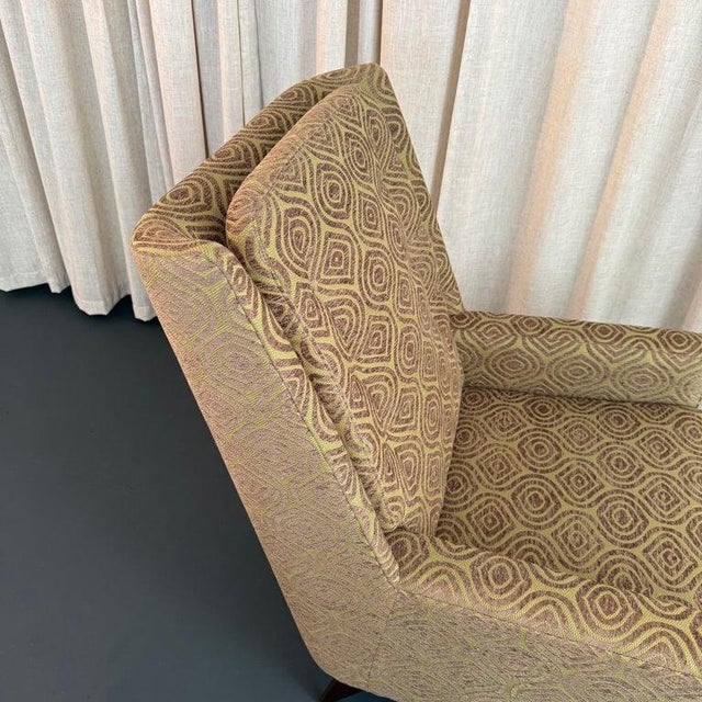 Wood 1950s Mid-Century Modern Upholstered High Back Lounge Chair For Sale - Image 7 of 9