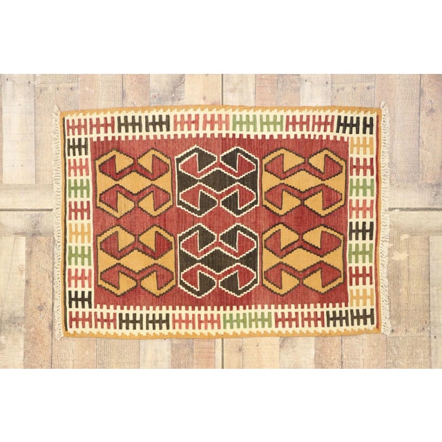 Textile Vintage Persian Shiraz Kilim Rug - 02'10 X 03'11 For Sale - Image 7 of 9