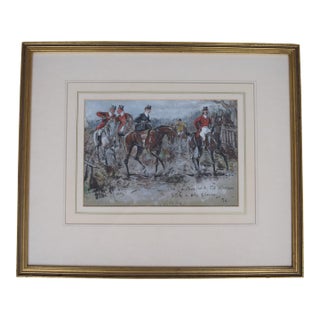 "The Captain With the Whiskers Stole a Sly Glance at Me." (Old Song) Fox Hunting Watercolour by Finch Mason For Sale