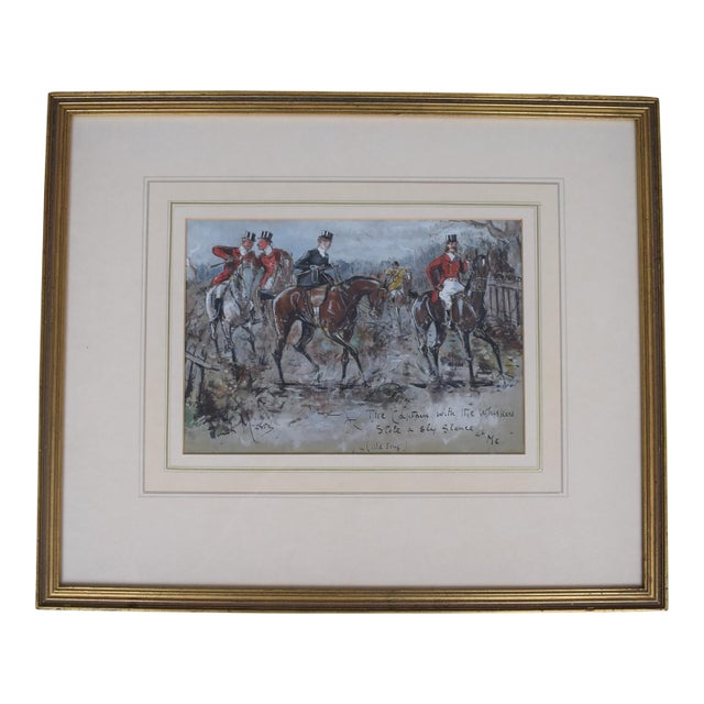 "The Captain With the Whiskers Stole a Sly Glance at Me." (Old Song) Fox Hunting Watercolour by Finch Mason For Sale