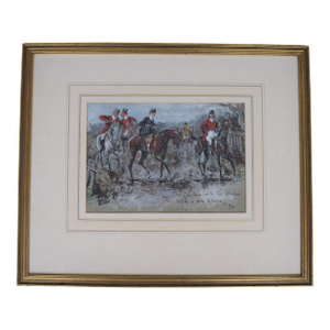 "The Captain With the Whiskers Stole a Sly Glance at Me." (Old Song) Fox Hunting Watercolour by Finch Mason