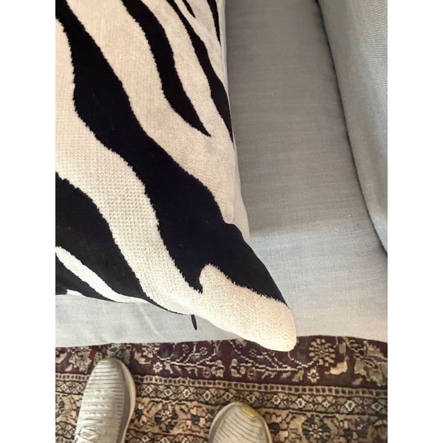 Woven Zebra Print Pillow Solid Reverse Side For Sale - Image 4 of 8