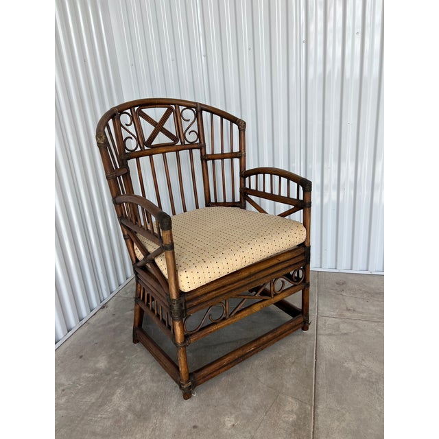 Vintage Rattan Bamboo Chair With Cushion, Mid 20th Century Chairish