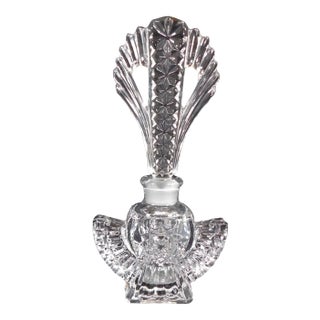 1970s Pressed Glass Perfume Bottle With Tall Stopper For Sale