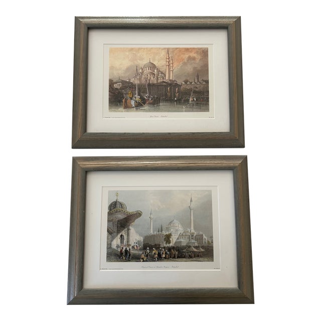 Pair Vintage Prints Istanbul Architecture Framed For Sale