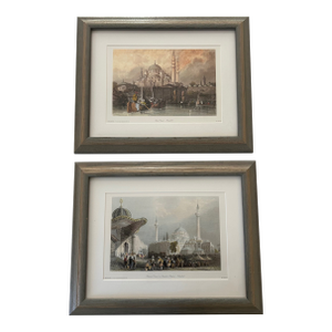 Pair Vintage Prints Istanbul Architecture Framed