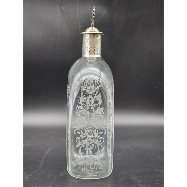 Late 19th Century Engraved Glass Liqueur Bottle with 800 Silver Stopper, Venice For Sale - Image 10 of 11