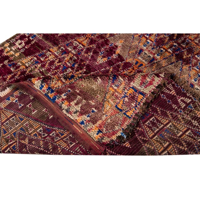 Mid-20th Vintage Purple Geometric Moroccan Rug For Sale - Image 4 of 13