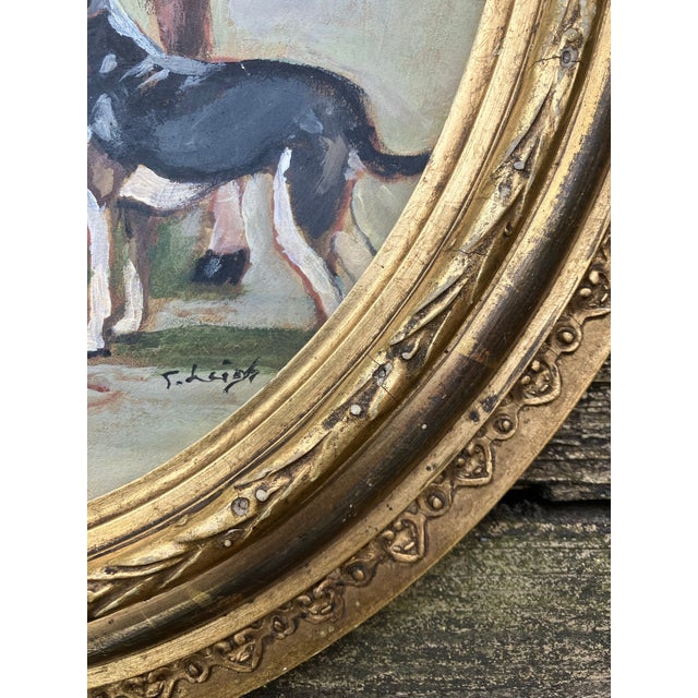 Contemporary Contemporary Original Equestrian Stephen Heigh Painting “Early Morning Horse & Hound” Antique Gilt Wood Oval Frame For Sale - Image 3 of 7