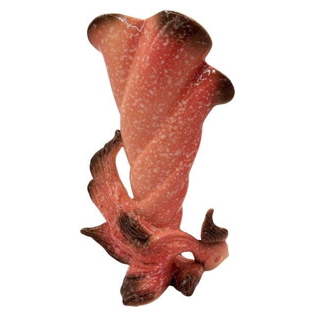 Mid-Century Modern 1950s Ebb Tide Vase Fish & Shell Pink Speckled Ceramic Vase by Hull Pottery For Sale - Image 3 of 7