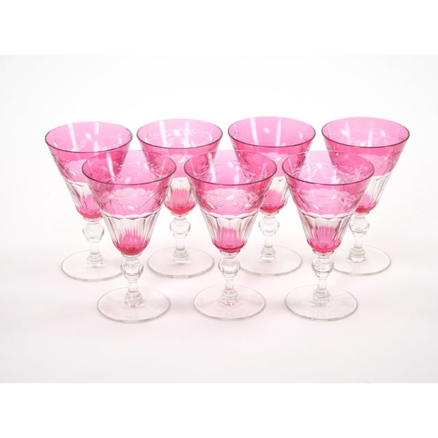 Val Saint Lambert Ruby Cut Crystal Champagne Coupe Service / 7 People For Sale - Image 10 of 10