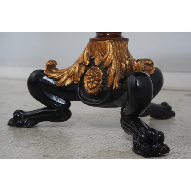 Wood Italian Regency Round Black & Gold Inlaid Center Table For Sale - Image 7 of 14