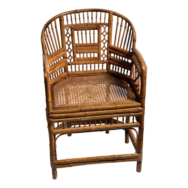 Vintage Brighton Bsmboo Chinoiserie Cane Armchair For Sale