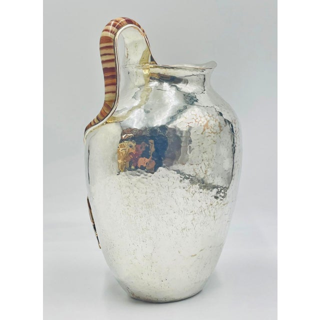 1980s Large Emilia Castillo Water Pitcher With Natural Jasper Stone Inlay, Signed For Sale - Image 9 of 18