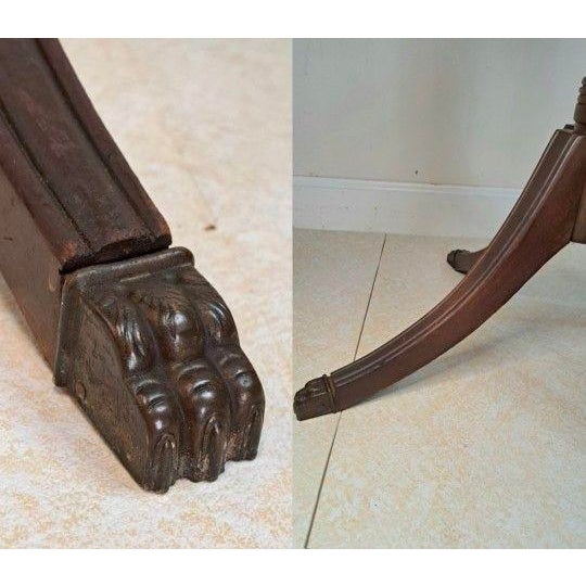 1920s–30s Federal/Hepplewhite Revival Mahogany Drum Table Paw Feet Single Drawer For Sale - Image 9 of 12