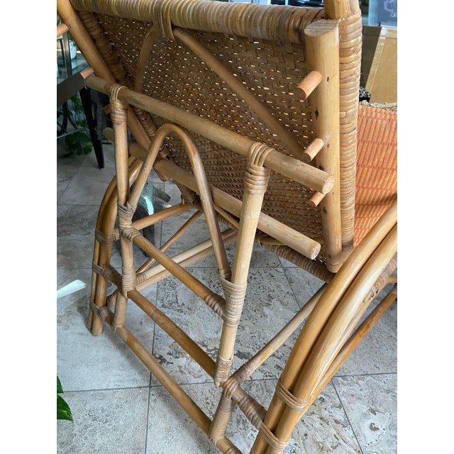 Vintage Blonde Rattan Lounge Chairs (Pair) 1940’s Handwoven Tropical, Timeless Design Aesthetic, Polynesian/ Asian For Sale - Image 11 of 11