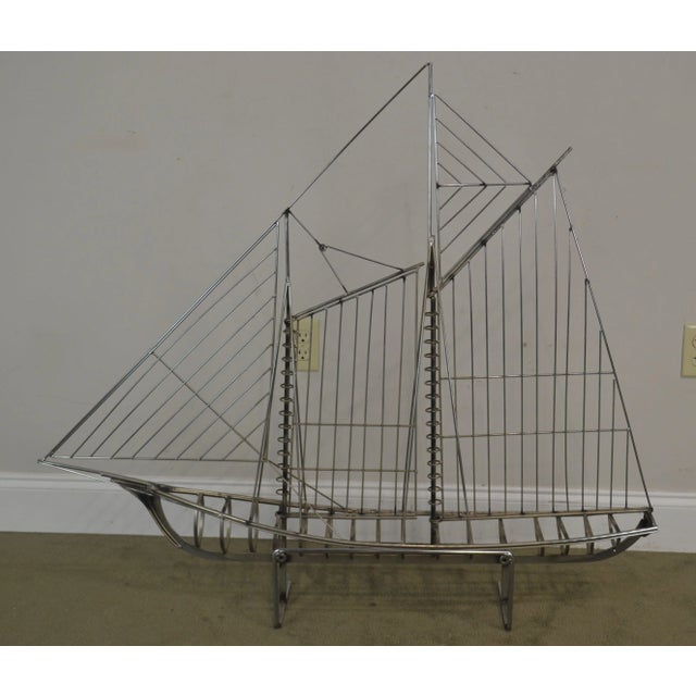 Curtis Jere Curtis Jere Large Metal Sailboat Ship Sculpture For Sale - Image 4 of 13