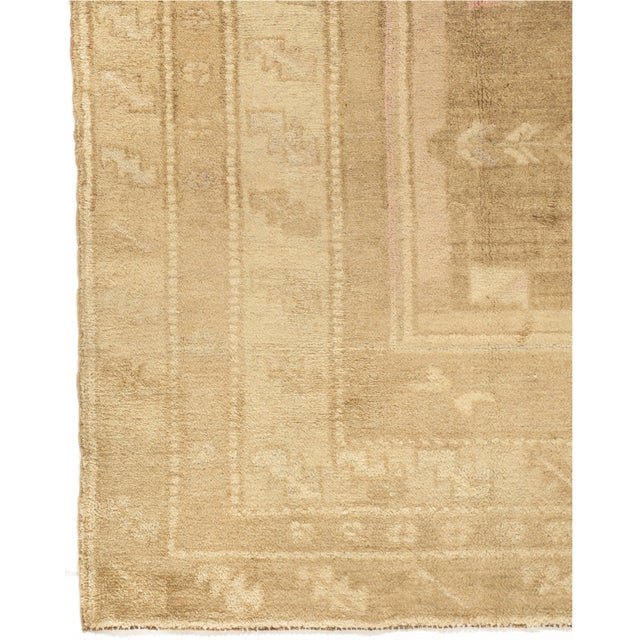1940s Vintage Circa 1940 Tan Turkish Oushak Area Rug, 6ft 6in X 12ft 4in For Sale - Image 5 of 8