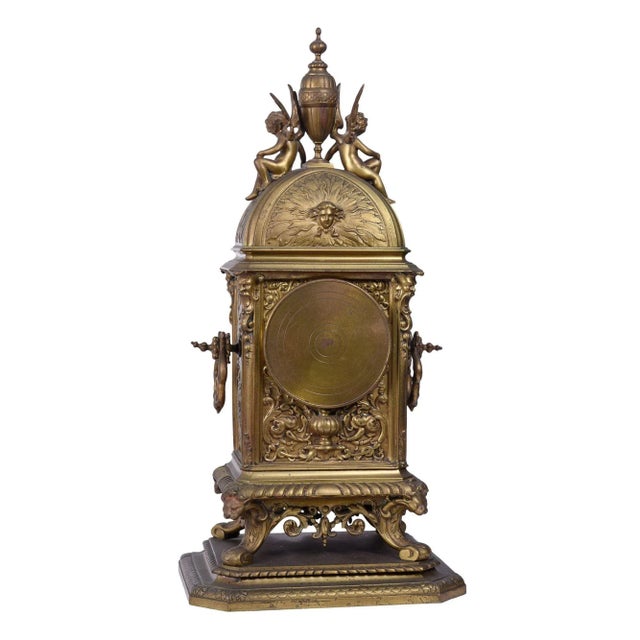 Tiffany and Co. Late 19th Century Tiffany & Co. Bronze Cherub Mantel Clock For Sale - Image 4 of 10