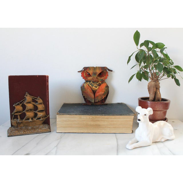 Vintage brutalist copper and brass owl wall hanging. No makers mark. Minor age wear. Ready to hang.