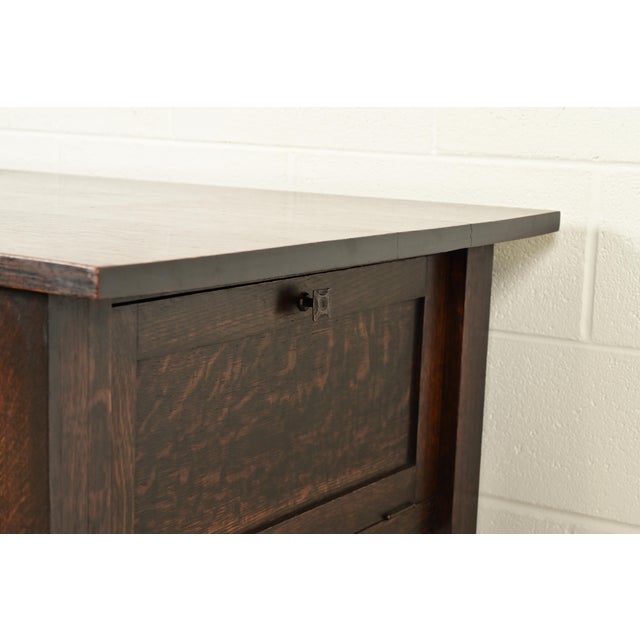 Stickley Brothers Style Antique Mission Oak Arts & Crafts Desk or Library Table, Circa 1910 For Sale - Image 11 of 18