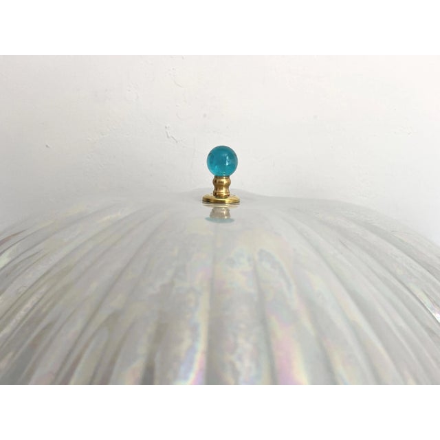 Opalescent Fluted Glass Shell Flush Light For Sale - Image 11 of 18