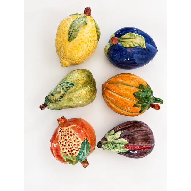 VIETRI Vintage Vietri Italian Ceramic Fruit Dishes – Set of 6 For Sale - Image 4 of 4