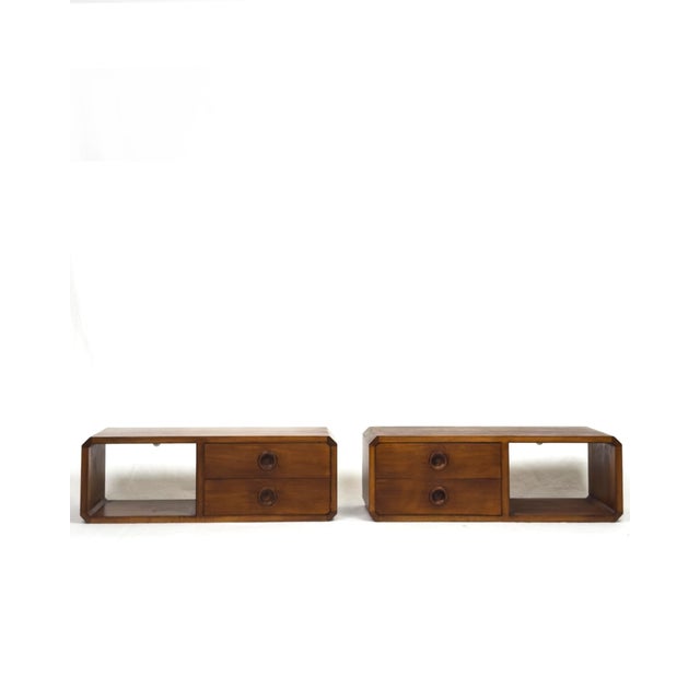 Wood Mid-Century Danish Floating Wall-Hung Nightstands, 1960s, Set of 2 For Sale - Image 7 of 7