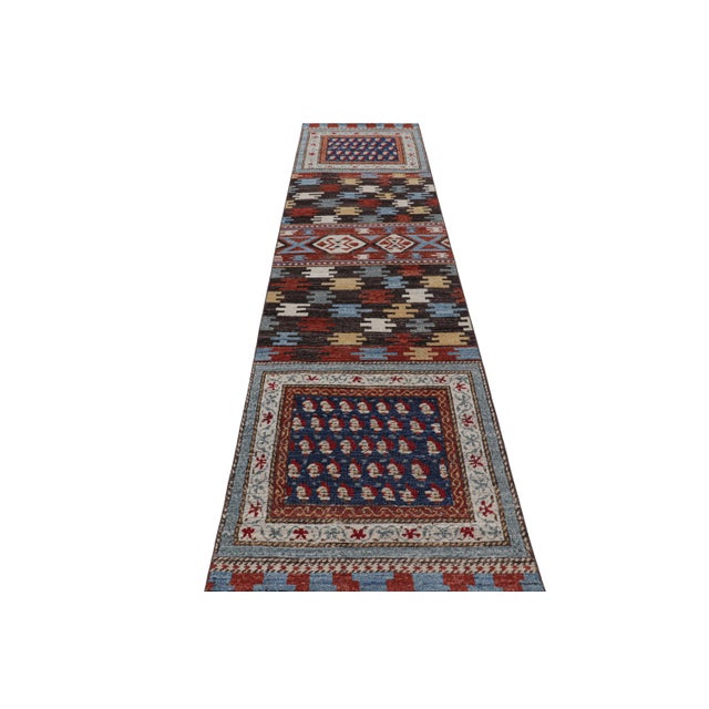 Rug & Kilim Rug & Kilim’s Caucasian Style Runner Rug With Polychromatic Geometric Patterns For Sale - Image 4 of 8
